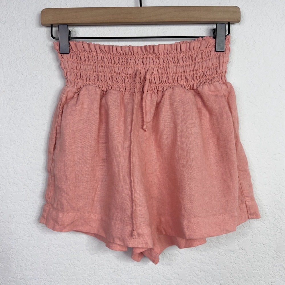 Cloth & Stone Shorts Women XS Pink Peach Linen Elastic Waist Boho Coastal Resort
